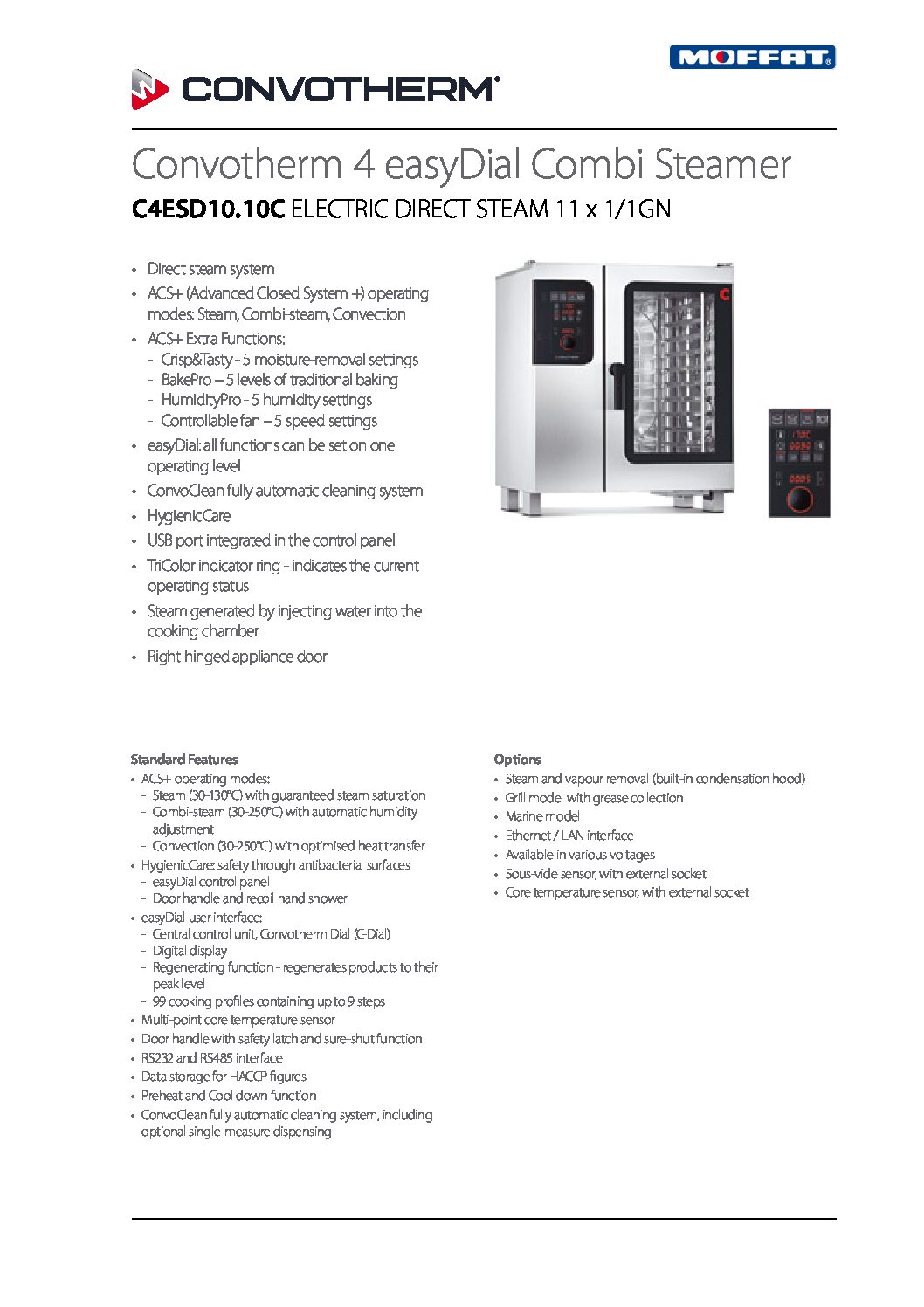 cover page of the Convotherm Combi Oven Steamer C4ESD10.10C – 11 Tray specification sheet pdf