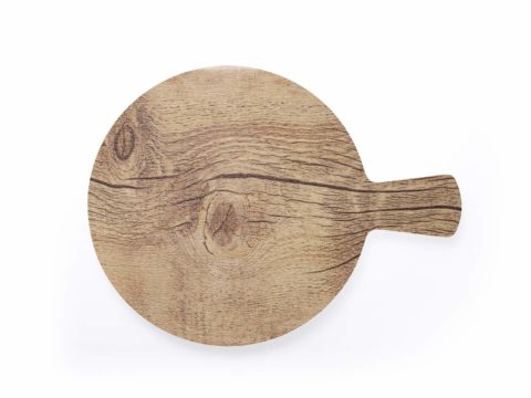 CHEF INOX ROUND WITH HANDLE WOOD EFFECT MELAMINE OAK 370mm