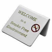 Generic Welcome To Smoke Free Environment Table Sign (Gold On White)