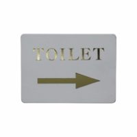 Generic Toilet/Right Arrow Wall Sign (Gold On White)