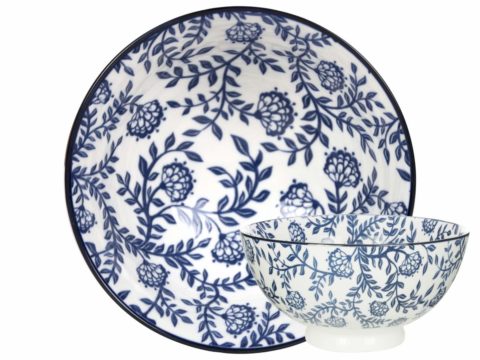 GUSTA Large Bowl ø15.7x7cm Out of the Blue Flowers + Flowers