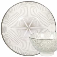 GUSTA Medium Bowl ø13.5×7.5cm Gray Wire Flower + Mosaic
