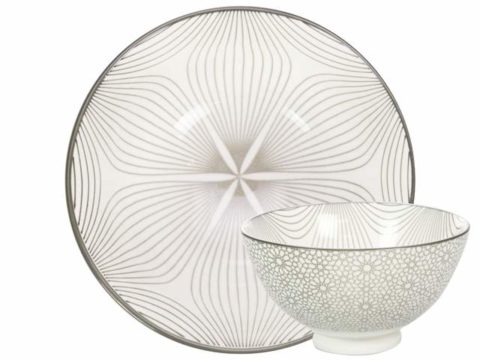 GUSTA Medium Bowl ø13.5×7.5cm Gray Wire Flower + Mosaic