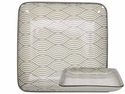 GUSTA Square Plate 12.5×12.5cm Gray Waves