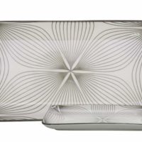 GUSTA Rectangular Plate 22.5×12.5cm Gray Wire Flower