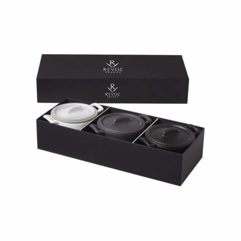 Revol Belle Cuisine Charcoal/Black/White Cocotte (Set Of 3)