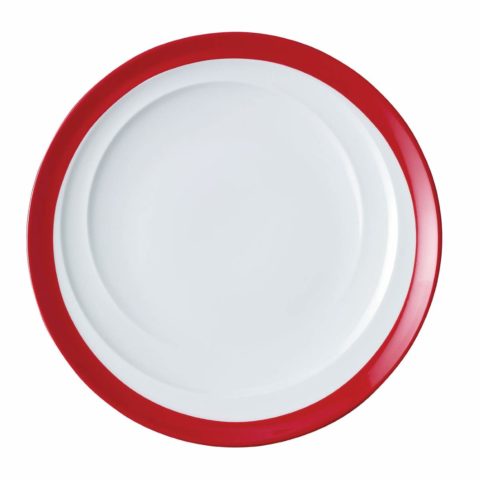 Royal Porcelain Maxadura Resonate Round Plate Coupe  Red Inner Band  230mm