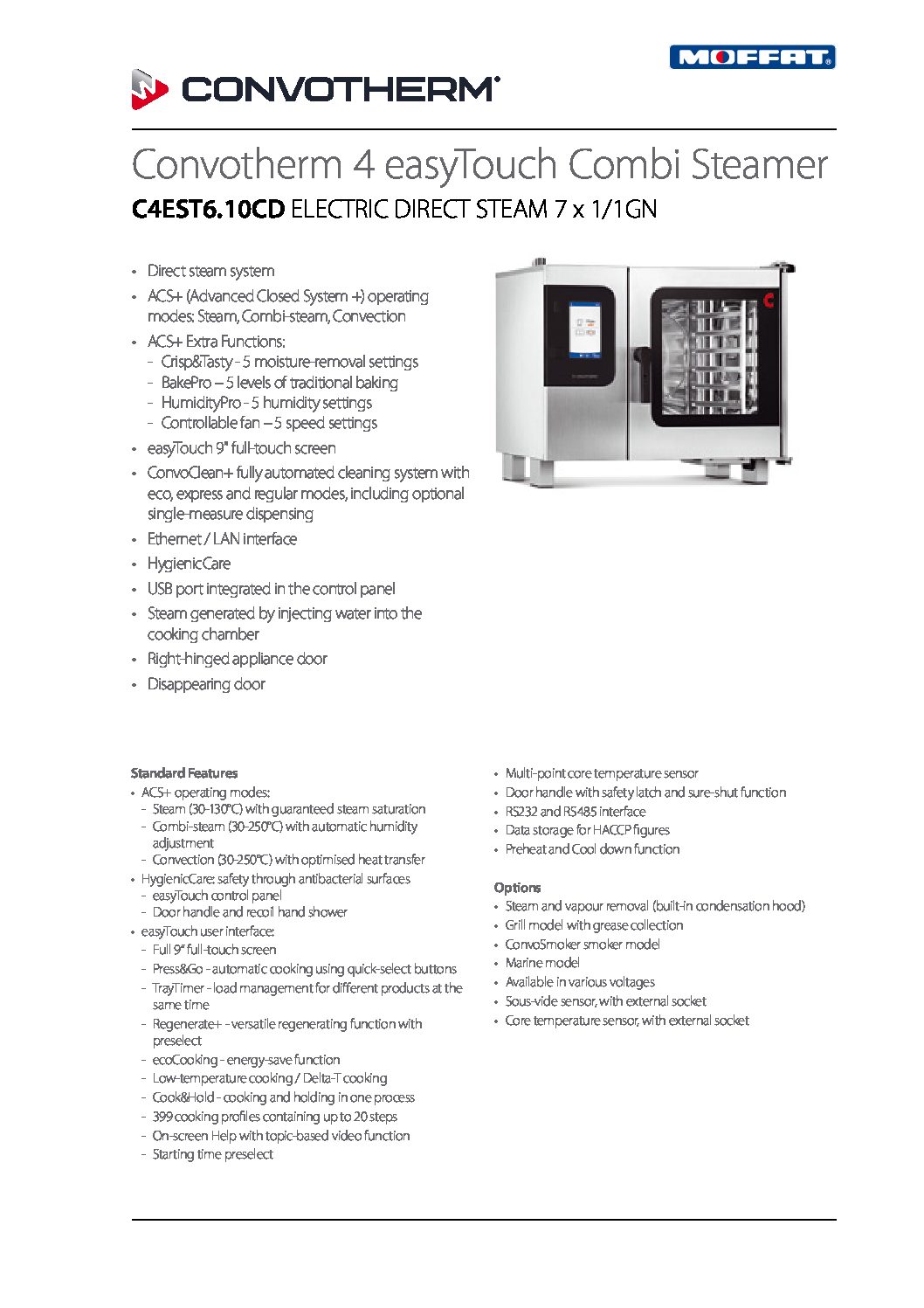 cover page of the Convotherm Combi Oven Steamer C4EST6.10CD – 7 Tray Combi specification sheet pdf