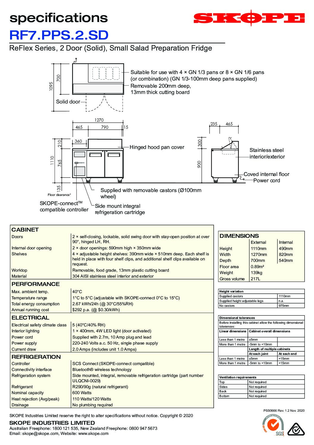 cover page of the ReFlex 2 Solid Door GN Compatible Salad Preparation Fridge specification sheet pdf