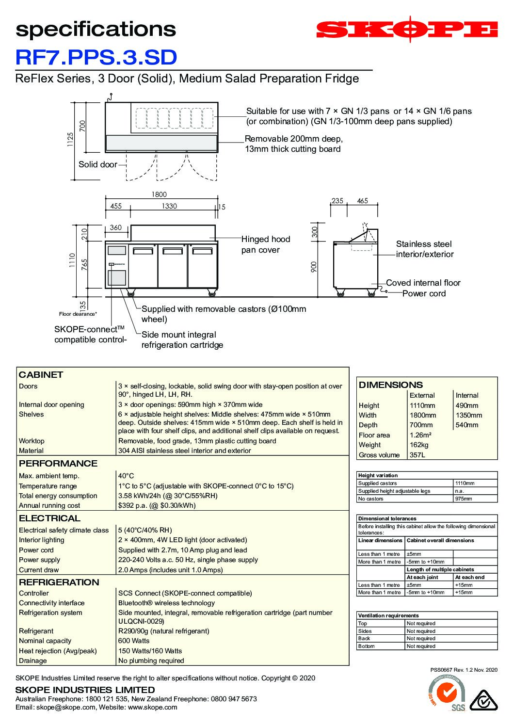 cover page of the ReFlex 3 Solid Door GN Compatible Salad Preparation Fridge specification sheet pdf