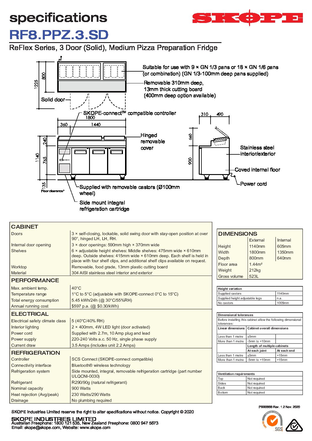 cover page of the ReFlex 3 Solid Door GN Compatible Pizza Preparation Fridge specification sheet pdf