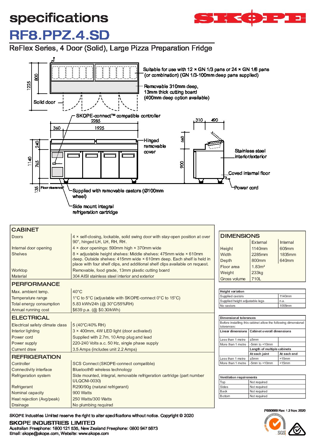cover page of the ReFlex 4 Solid Door GN Compatible Pizza Preparation Fridge specification sheet pdf