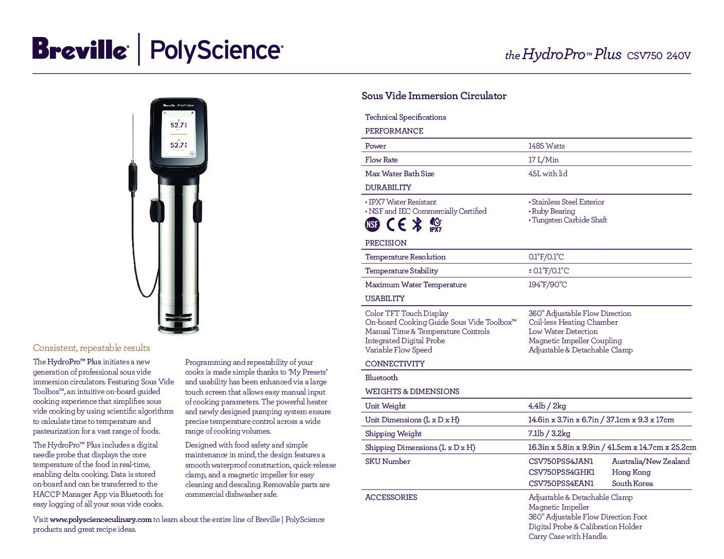 cover page of the Polyscience HydroPro Plus Sous Vide Brochure